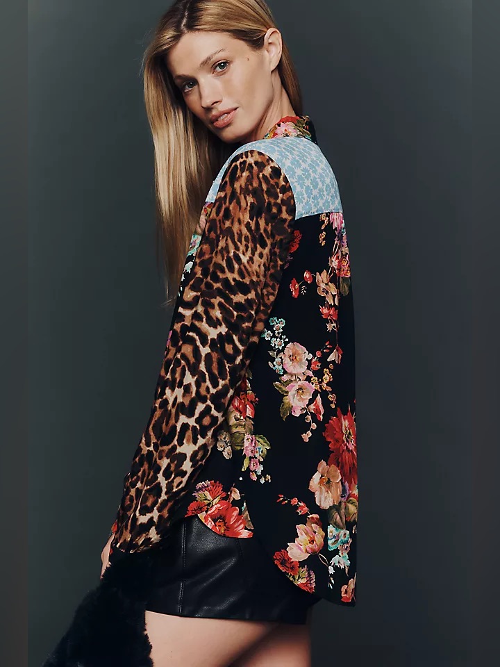 Anthropologie Maeve Alida Contrast Buttondown Shirt 2x